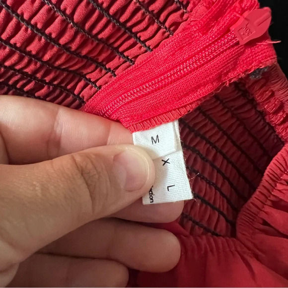 Exlura Square Neck Puff Long Sleeve Red Mini Dress Size Medium A-Line - Picture 8 of 11